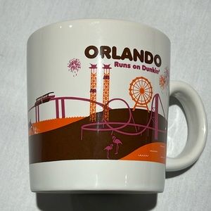 Dunkin’ Donuts 2013 Orlando Coffee Mug Tea Cup Orange White Brown Pink Florida